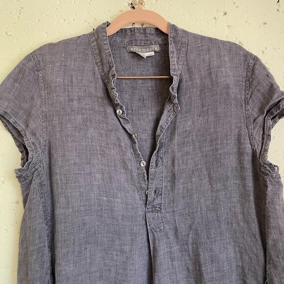 artemesia | Charcoal Gray Linen Collar Dress Large - Picture 2 of 6